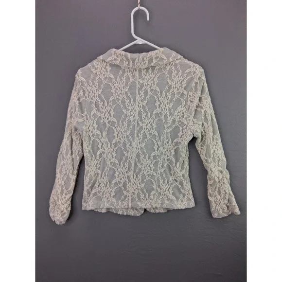 Miss Chievous Lace Blazer Women XL Grey Cream Floral Single Button MBD44L560CR - Picture 5 of 6